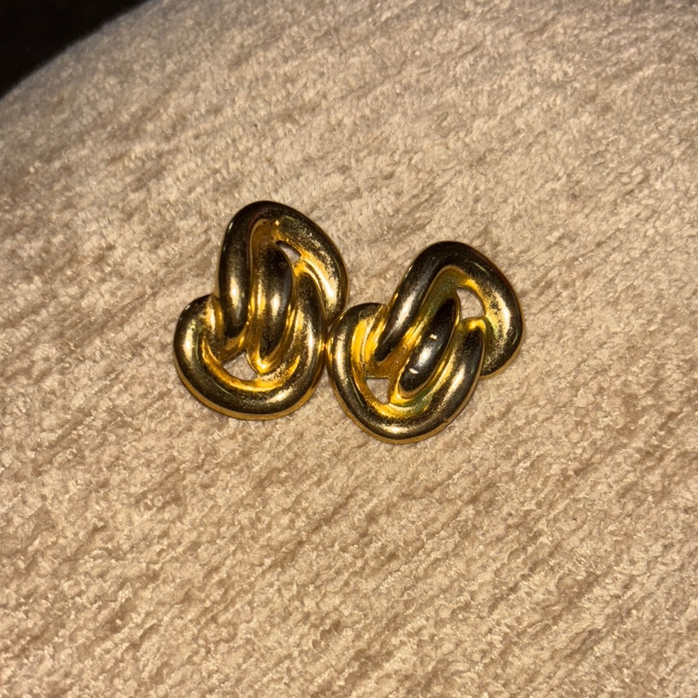 Gold Knot Earrings with Sculptural Design